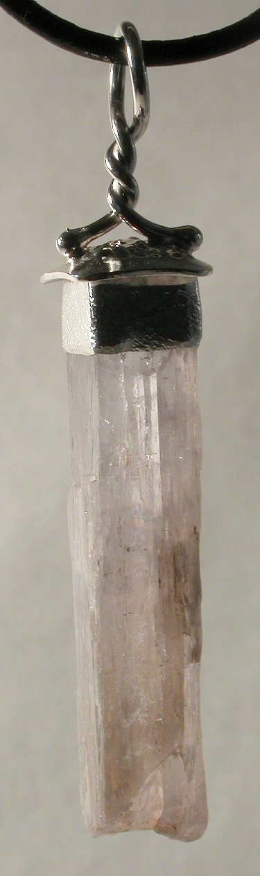 hiddenite crystal pendant green spodumene crystal